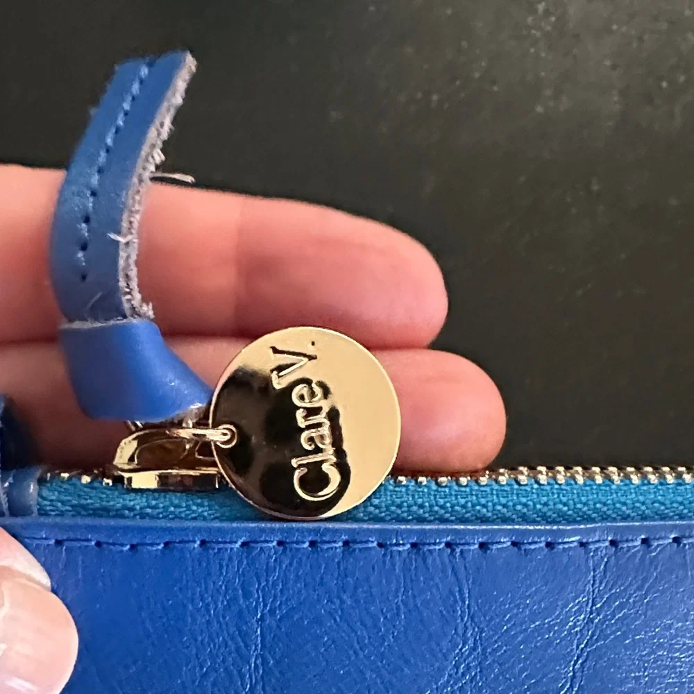 Clare V. Blue Leather Zip Flat Clutch - Picture 4 of 6